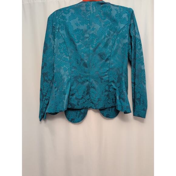 nah nah collection 12 jacket teal paisley rhinestone buttons shoulder pads - Picture 8 of 9